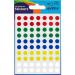 The image shows a pack of 560 Avery Coloured Label Round stickers, each with a diameter of 8mm. The stickers come in assorted colors and are neatly arranged in their packaging. The Avery UK Stickers logo is visible on the packaging.