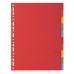 The photograph features a set of Exacompta Dividers and Indexes in bright and assorted colors. Made from 220gsm recycled card, they have a sturdy and environmentally-friendly feel. The dividers are labeled with 10 distinct parts, allowing for easy organization of A4 documents. Overall, the Exacompta Forever Recycled Divider has a clean and professional appearance, making it a great addition to any filing system.