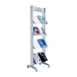 Cheap Stationery Supply of Fast Paper Mobile Literature Display 4 Shelves Grey 47720PL Office Statationery