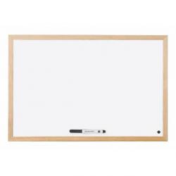 Cheap Stationery Supply of Bi-Office Non Magnetic Melamine Whiteboard Pine Wood Frame 900x600mm 49141BS Office Statationery