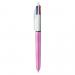 Bic 4 Colours Shine Ballpoint Pen 1mm Tip 0.32mm Line Pink Barrel Black/Blue/Green/Red Ink (Pack 12) - 951352 54146BC