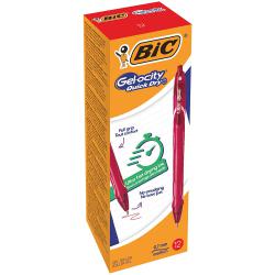 Cheap Stationery Supply of Bic Gel-ocity Quick Dry Gel Retractable Rollerball Pen 0.7mm Tip 0.3mm Line Red (Pack 12) 54216BC Office Statationery