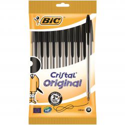 Cheap Stationery Supply of Bic Cristal Ballpoint Pen 1.0mm Tip 0.32mm Line Black (Pack 10) 54230BC Office Statationery
