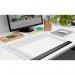 The Sigel Desk Mat features a 2-year calendar and weekly planner, measuring 595x410mm. It has 40 sheets in white with a black protective strip. This office essential adds a sleek touch to any workspace.