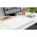 The image shows a white desk mat with a built-in memo pad and a 3-year calendar, measuring 595x410mm. The mat is from Sigel and has 30 sheets, perfect for keeping organized and on top of your schedule.