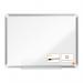 This image features an ACCO Brands Drywipe Board from Nobo, measuring 600x450mm and constructed with a premium non-magnetic melamine surface. The whiteboard is framed with sleek aluminum, giving it a modern and professional appearance.