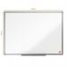 This photo features a sleek and modern whiteboard from ACCO Brands. With its non-magnetic melamine surface and aluminium frame, this drywipe board from the Nobo Essence collection is both practical and stylish. Measuring 600x450mm, it offers ample space for writing and displaying information. The clean white surface is perfect for use with dry erase markers, making it easy to wipe clean and use again. This board is a great addition to any office or classroom setting.