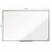 This image features a sleek and modern whiteboard from ACCO Brands, specifically the Nobo Essence Non Magnetic Melamine Whiteboard. The frame is made of durable aluminum and the board itself measures 900x600mm. The pristine white surface is perfect for writing notes or drawing diagrams, and the non-magnetic material makes it easy to wipe off and start fresh. This whiteboard would be a great addition to any office or classroom setting.