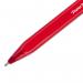 The picture shows a pack of 50 Newell Brands Ballpoint Pens Paper Mate InkJoy 100 in vibrant red color. Each pen has a 1.0mm tip and writes with a smooth 0.7mm line. The pens have a sleek design and are neatly organized in the packaging.