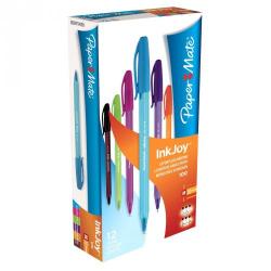 Cheap Stationery Supply of Paper Mate InkJoy 100 Ballpoint Pen 1.0mm Tip 0.7mm Line Blue/Brown/Green/Orange/Pink/Purple (Pack 12) 56078NR Office Statationery