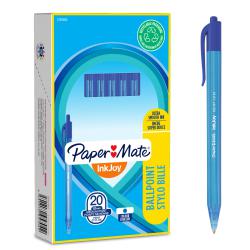 Cheap Stationery Supply of Paper Mate InkJoy 100 Retractable Ballpoint Pen 1.0mm Tip 0.7mm Line Blue (Pack 20) 56092NR Office Statationery