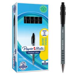 Cheap Stationery Supply of Paper Mate Flexgrip Ultra Retractable Ballpoint Pen 1.0mm Tip 0.5mm Line Black (Pack 12) 56197NR Office Statationery