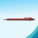 The picture shows a pack of twelve red Paper Mate Flexgrip Ultra Retractable Ballpoint Pens by Newell Brands. The pens have a 1.0mm tip and create a line width of 0.5mm. They have a sleek design with a red barrel and black grip section. The retractable feature can be seen at the top of the pen. The pack is neatly arranged in a plastic packaging with the brand name and product name clearly displayed.
