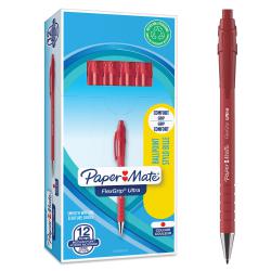 Cheap Stationery Supply of Paper Mate Flexgrip Ultra Retractable Ballpoint Pen 1.0mm Tip 0.5mm Line Red (Pack 12) 56204NR Office Statationery