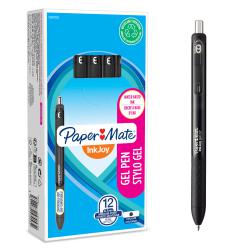 Cheap Stationery Supply of Paper Mate InkJoy Gel Rollerball Pen 1.0mm Tip 0.7mm Line Black (Pack 12) 56673NR Office Statationery
