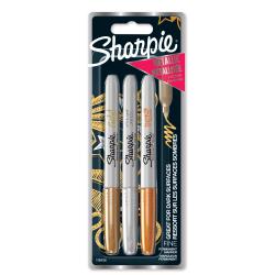 Cheap Stationery Supply of Sharpie Permanent Marker Fine Tip 0.9mm Line Assorted Metallic Colours (Pack 3) 56715NR Office Statationery
