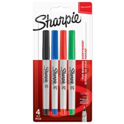 Cheap Stationery Supply of Sharpie Permanent Marker Ultra Fine Tip 0.6mm Line Assorted Standard Colours (Pack 4) 56729NR Office Statationery