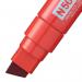 The image features a pack of six Pentel Co Permanent Markers in a bright red color. The markers have a jumbo chisel tip that is 17mm in size, perfect for creating bold and precise lines. These markers are ideal for various writing and drawing tasks.