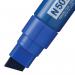 The image shows a pack of 6 Pentel Co Permanent Markers in blue color. These markers have a jumbo chisel tip with a 17mm line width. They are labeled as the Pentel N50XL and have a permanent ink formula.