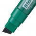 The image shows a pack of 6 Pentel Co Permanent Markers with a Jumbo Chisel Tip of 17mm line width. The color is a vibrant green, perfect for making bold and permanent marks. These markers have a sleek design and are ideal for any task that requires precision and durability.