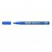 This picture shows a pack of colorful blue Pentel Co Permanent Markers with a fine bullet tip and a line of 0.5-1mm. There are 12 markers in the pack and they are perfect for precise writing, drawing or labeling.