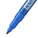 The Pentel Co Permanent Markers are a pack of twelve blue markers with a fine bullet tip. The markers have a line width of 0.5-1mm and are perfect for precise and accurate writing. The sleek design and vibrant color make them a must-have for any writing or drawing project.