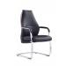 The photograph captures the sleek and modern design of the Dynamic Visitors Mien Black and Mink Cantilever Chair. The chairs feature a bold black and mink color scheme and have a dynamic, eye-catching presence.