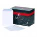 The image shows a pack of 500 plain white C5 envelopes from Bong UK Ltd. They are made of 120gsm fabric and have a self-seal pocket design. The envelopes are A5 in size and have a clean, professional appearance.