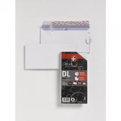 Cheap Stationery Supply of Plus Fabric Wallet Envelope DL Peel and Seal Plain Easy Open Power-Tac 110gsm White (Pack 25) 61335BG Office Statationery