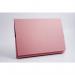 The picture shows a stack of 50 Exacompta Legal Guildhall Legal Wallets in a vibrant pink color. Made of sturdy manilla material, each wallet measures 356x254mm and has a full flap closure. Perfect for organizing legal documents and files.