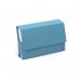 The photo shows a pack of 25 Exacompta Legal Guildhall Probate Wallets in a bright blue color. Each wallet is made of durable 315gsm manilla paper and features a foolscap size. The wallets are perfect for organizing and storing legal papers and documents.