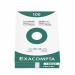 This image features a pack of 100 white Exacompta Record Cards, each measuring 150x100mm and ruled for easy organization. The cards are placed in a Exacompta Card Indexing system, ready to be used for record keeping or note taking.