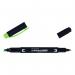 This picture features six Tombow highlighters: MONO Edge Highlighter Pen with chisel and bullet tips. They come in assorted colors with line widths of 3.8mm and 0.8mm. The pack is labeled WA-TC-6P 67096TW.