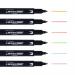 The image shows a pack of 6 Tombow MONO Edge Highlighter Pens with assorted colors. Each pen has a chisel and bullet tip, with a line width of 3.8mm and 0.8mm respectively. The pack is labeled as WA-TC-6P 67096TW.