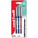 uni-ball Eye Micro UB-150 Liquid Ink Rollerball Pen 0.5mm Tip 0.3mm Line Plastic Free Packaging Black/Blue/Red (Pack 3) - 238212076 67992UB