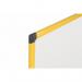 The Bi-Silque Magnetic Whiteboard by Bi-Office features a vibrant yellow aluminium frame and measures 900x600mm. Its surface is made of ultrabrite magnetic lacquered steel, perfect for writing and displaying important information in any workspace.