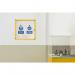 This photograph features a striking yellow aluminium-framed display case with a magnetic lock and a whiteboard surface. It holds 16 A4 sheets and has a size of 940x1288mm. The notice board is glazed and has a sleek and modern design, perfect for keeping information organized and visible.