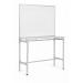Two sleek silver Bi-Silque Magnetic Whiteboards Bi-Office desks with spacious Magnetic Laquered Steel Whiteboards measuring 1200x900mm each. Perfect for collaborative office meetings and brainstorming sessions.