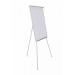 The image features a grey Bi-Silque flipchart easel with a Bi-Office Earth flipchart pad attached. The easel is 700x1000mm in size and has a sturdy construction. The flipchart pad is made of high-quality paper and has a smooth writing surface. The easel has adjustable legs and a clip to hold the pad securely in place. The overall aesthetic is clean and professional, making it suitable for any workspace.
