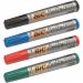 This image features four Bic Permanent Markers from the Bic Marking 2000 line. Each marker has a bullet tip and can create a 1.7mm line. The colors include a varied assortment.