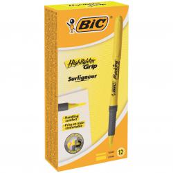 Cheap Stationery Supply of Bic Grip Highlighter Pen Chisel Tip 1.6-3.3mm Line Yellow (Pack 12) 68989BC Office Statationery