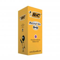 Cheap Stationery Supply of Bic Round Stic Grip Ballpoint Pen 1mm Tip 0.32mm Line Purple (Pack 40) 69059BC Office Statationery