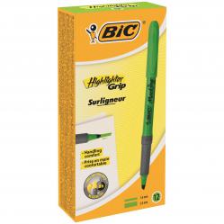 Cheap Stationery Supply of Bic Grip Highlighter Pen Chisel Tip 1.6-3.3mm Line Green (Pack 12) 69325BC Office Statationery