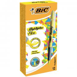 Cheap Stationery Supply of Bic Flex Highlighter Pen Chisel Tip 1.6-3.3mm Line Yellow (Pack 12) 69332BC Office Statationery