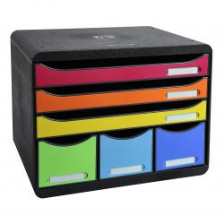 Cheap Stationery Supply of Exacompta Store Box Maxi 6 Drawer Set Open Black/Harlequin 69945EX Office Statationery