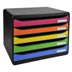 Cheap Stationery Supply of Exacompta Big Box Plus 5 Drawer Set Landscape Open Black/Harlequin 69952EX Office Statationery