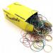 This image showcases a pack of ValueX rubber bands in assorted sizes and colors. The pack weighs 454g and includes the product name and logo on the packaging. The rubber bands are neatly organized and can be easily accessed. Perfect for holding items together.
