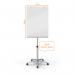 The image showcases a sleek and modern silver mobile flipchart easel from ACCO Brands. The easel is made of glass and is 700x1000mm in size. It features a magnetic surface, making it perfect for presentations and brainstorming sessions. The easel is equipped with a flipchart pad and can be easily moved around thanks to its mobility. Its simple yet stylish design makes it a great addition to any office or meeting room.