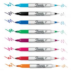 Cheap Stationery Supply of Sharpie Twin Tip Permanent Marker 0.5mm and 0.7mm Line Assorted Colours (Pack 8) 72941NR Office Statationery