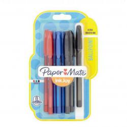 Cheap Stationery Supply of Paper Mate InkJoy 100 Ballpoint Pen 1.0mm Tip 0.7mm Line Black/Blue/Red (Pack 8) 72976NR Office Statationery